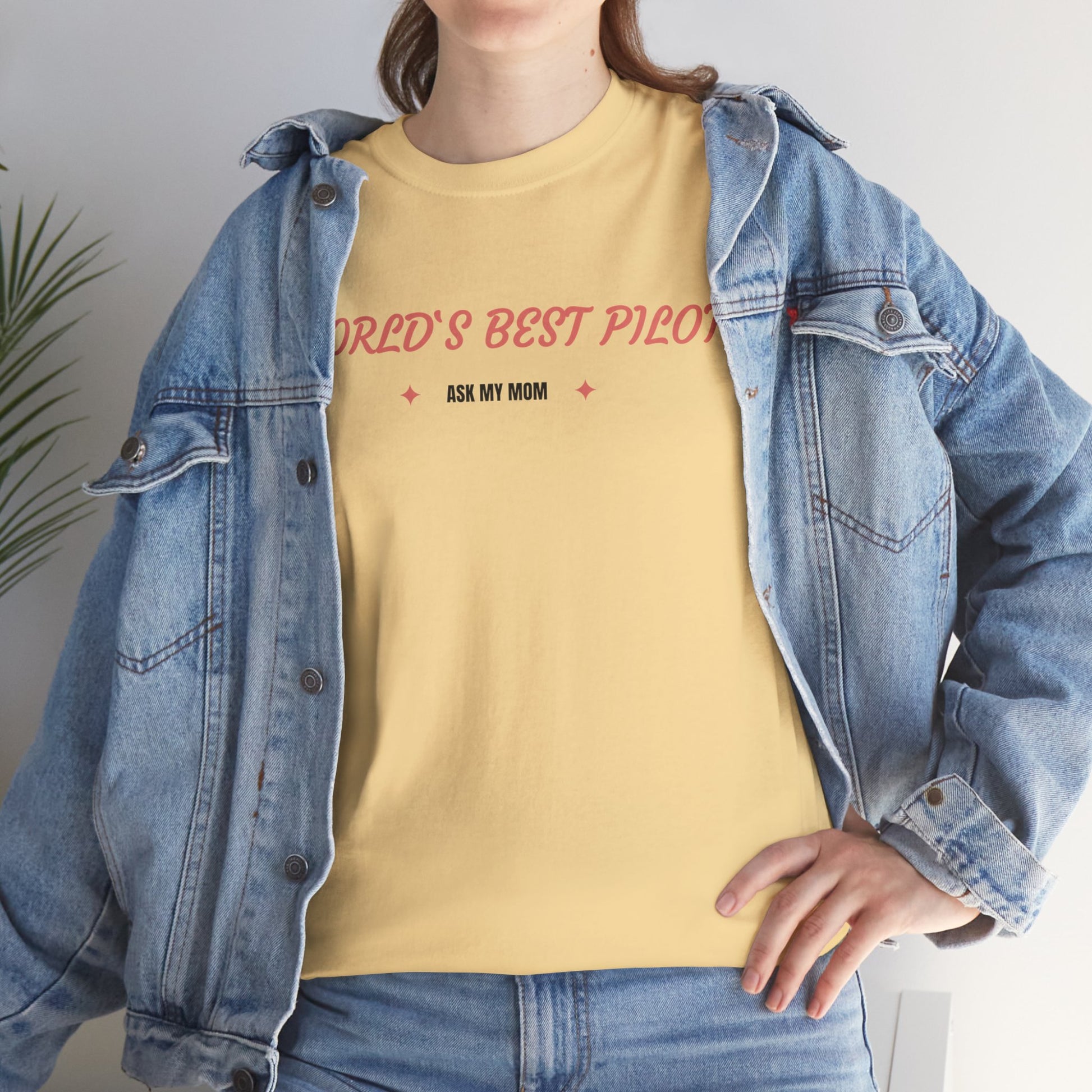 Worlds best Pilot. ask my mom. t-shirt. aviation. mothers. pilots. travel. graphic tee.