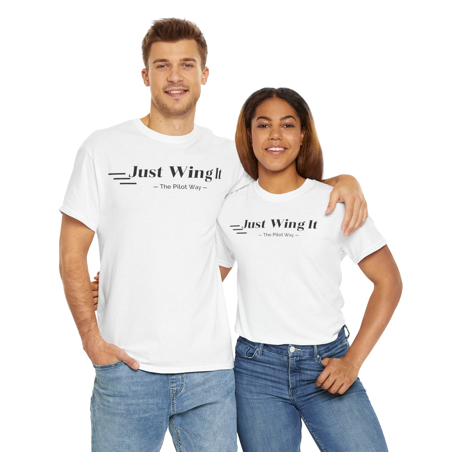 JUST WING IT. PILOT. T-SHIRT. AVIATION. PILOTS.FLIGHT CREW. GRAPHIC TEE