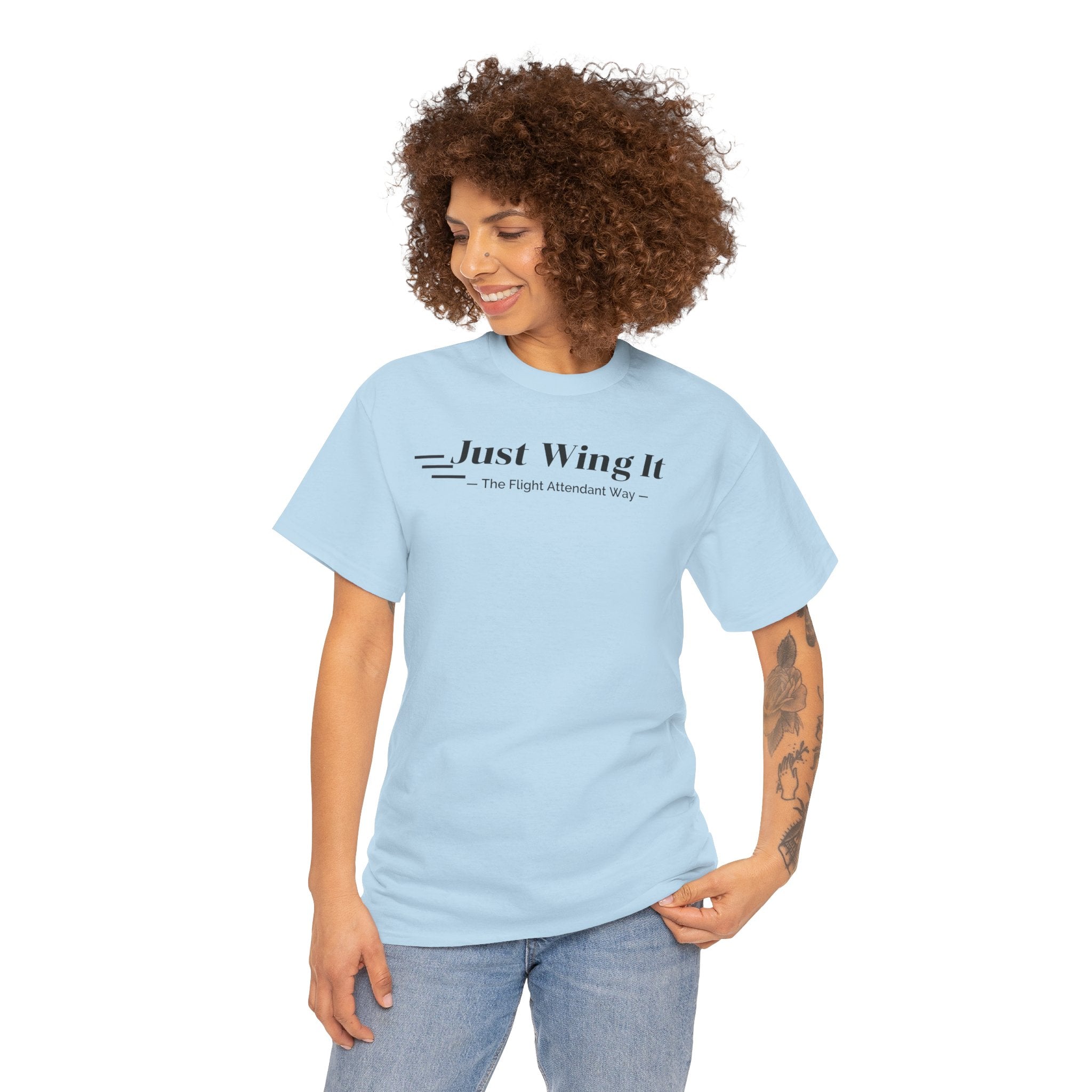 Just Wing It. the flight attendant way. aviation. t-shirt. pilots. travel. work.
