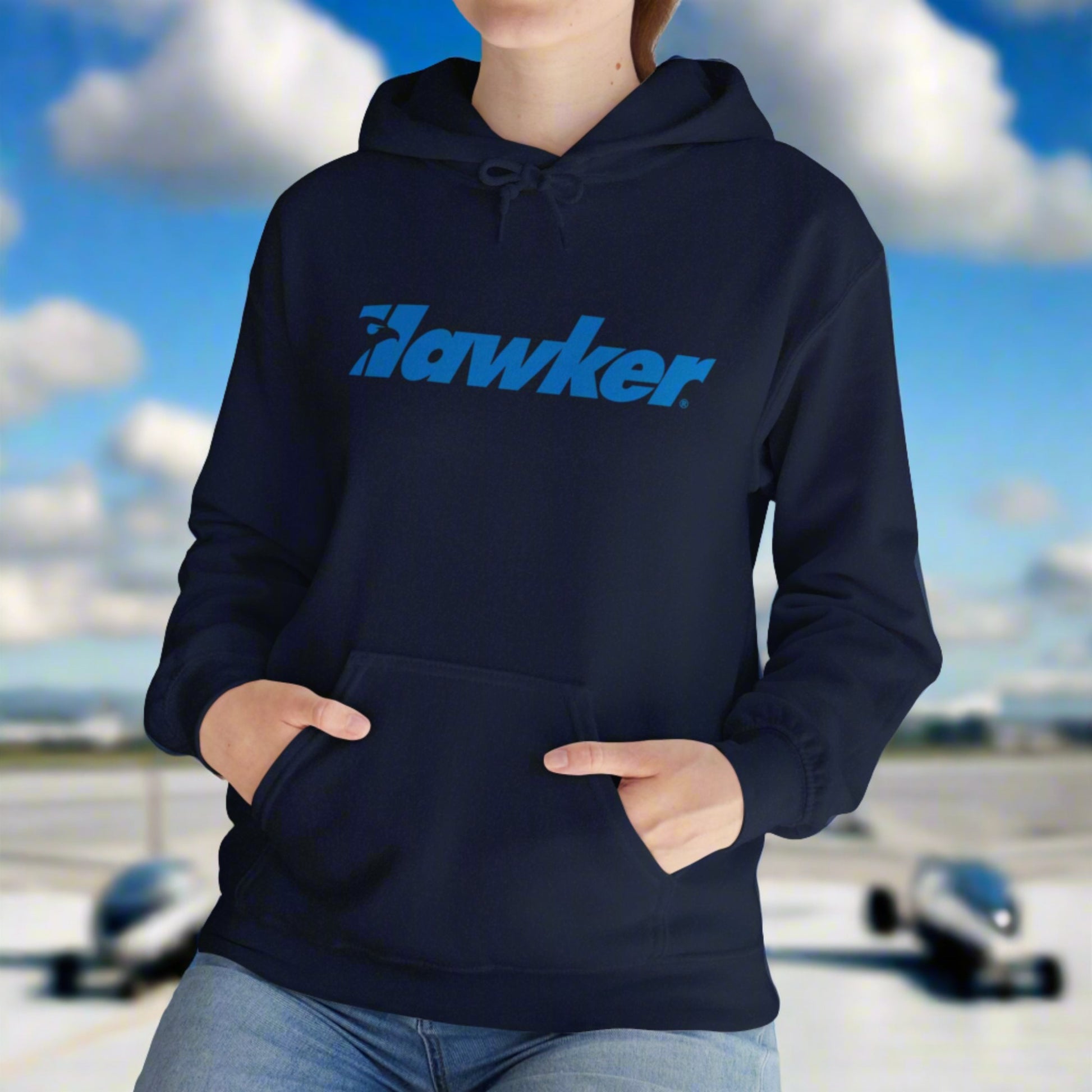 HAWKER AVIATION. HOODIE. gifts for pilots. aviation t-shirt. aviation hoodie. (logo)
