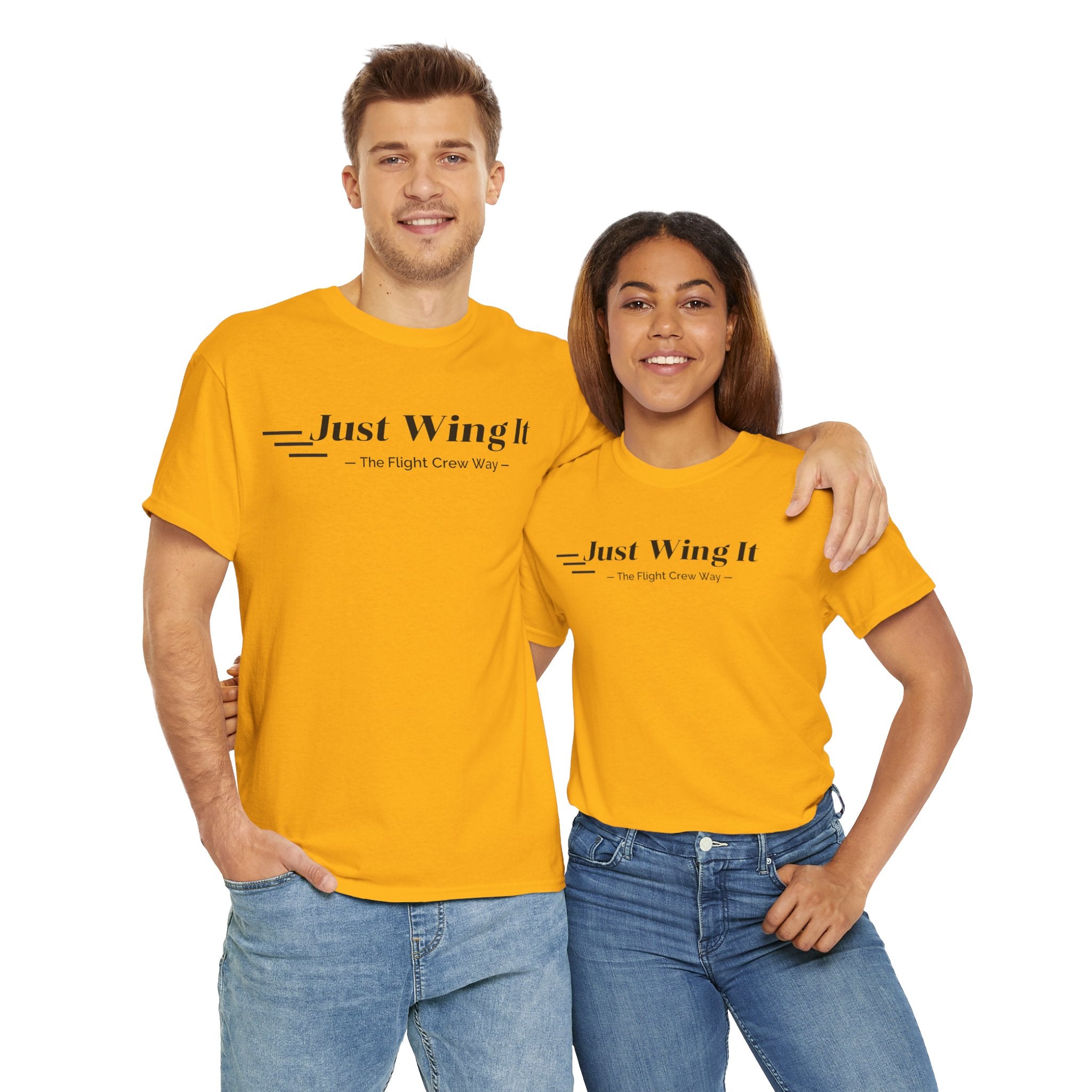 JUST WING IT. FLIGHT CREW. T-SHIRT. AVIATION. PILOTS. PLANES. GRAPHIC TEE