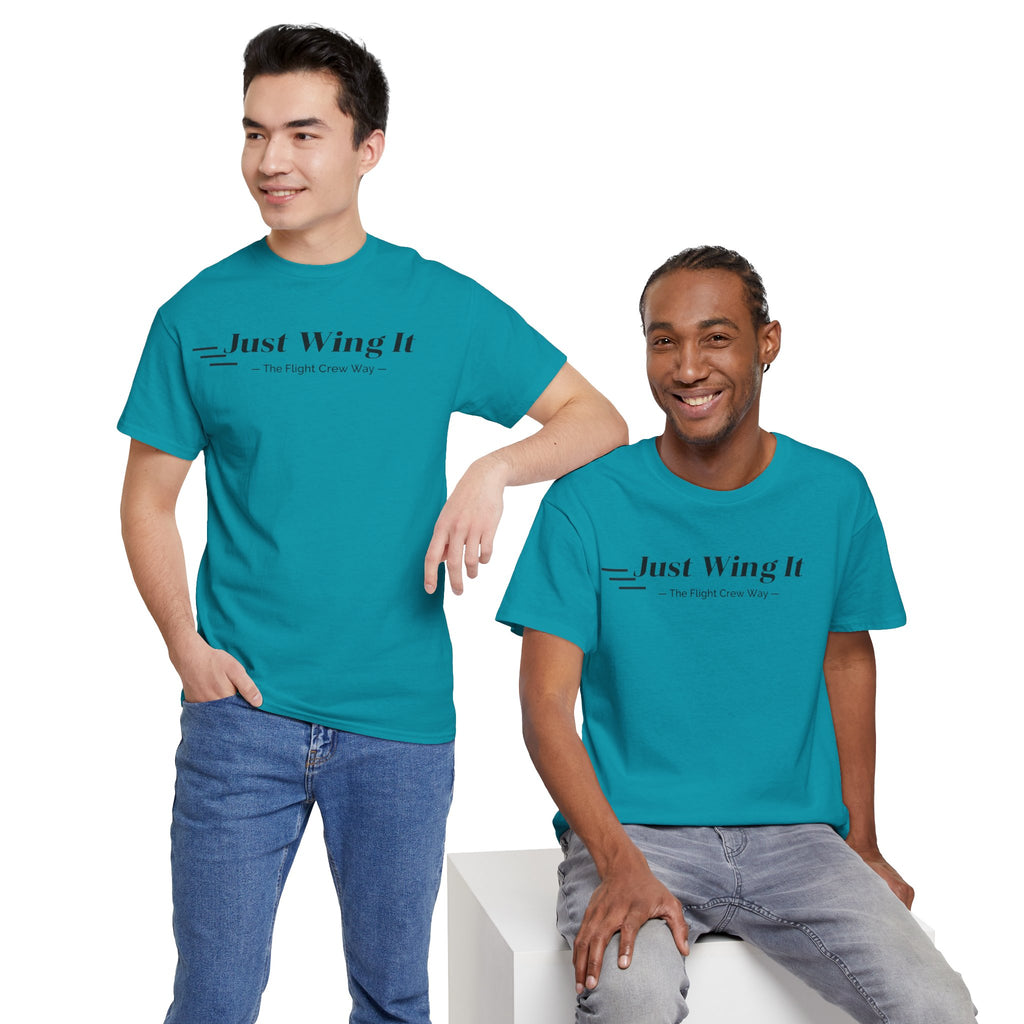 JUST WING IT. FLIGHT CREW. T-SHIRT. AVIATION. PILOTS. PLANES. GRAPHIC TEE