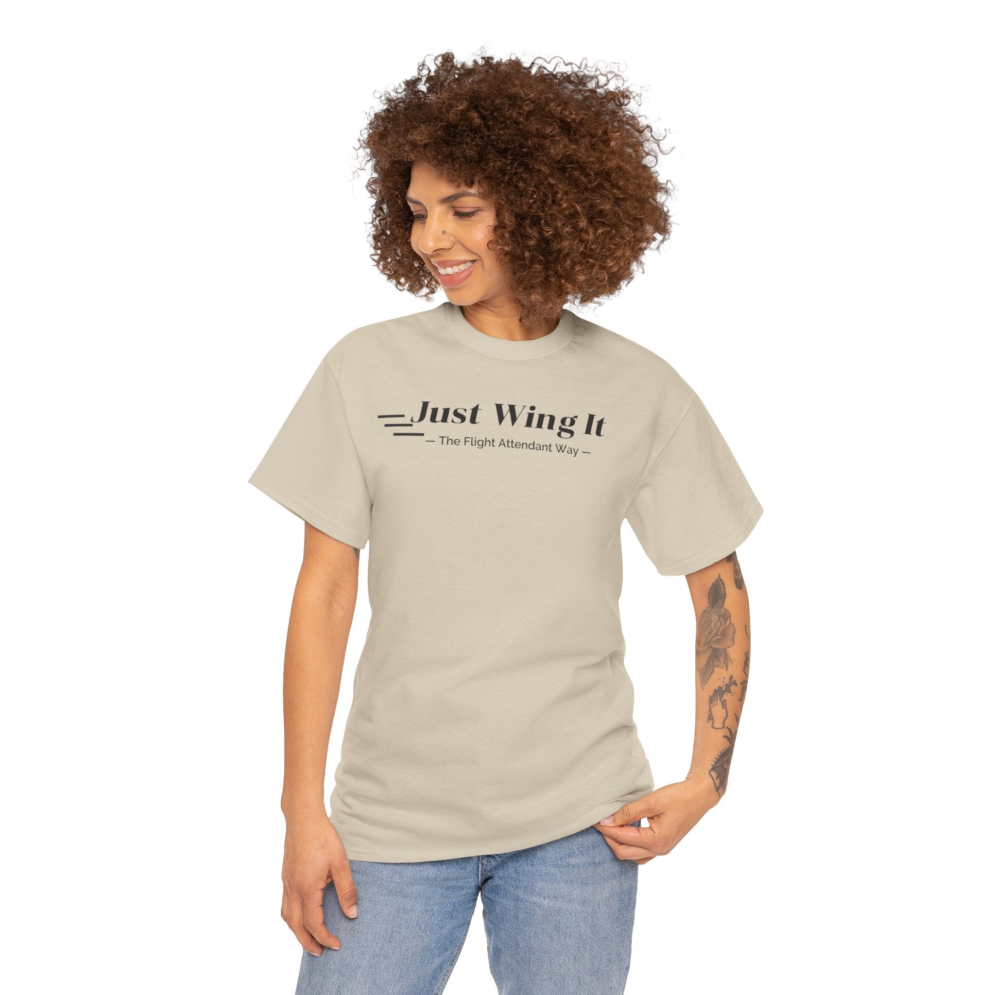 Just Wing It. the flight attendant way. aviation. t-shirt. pilots. travel. work.
