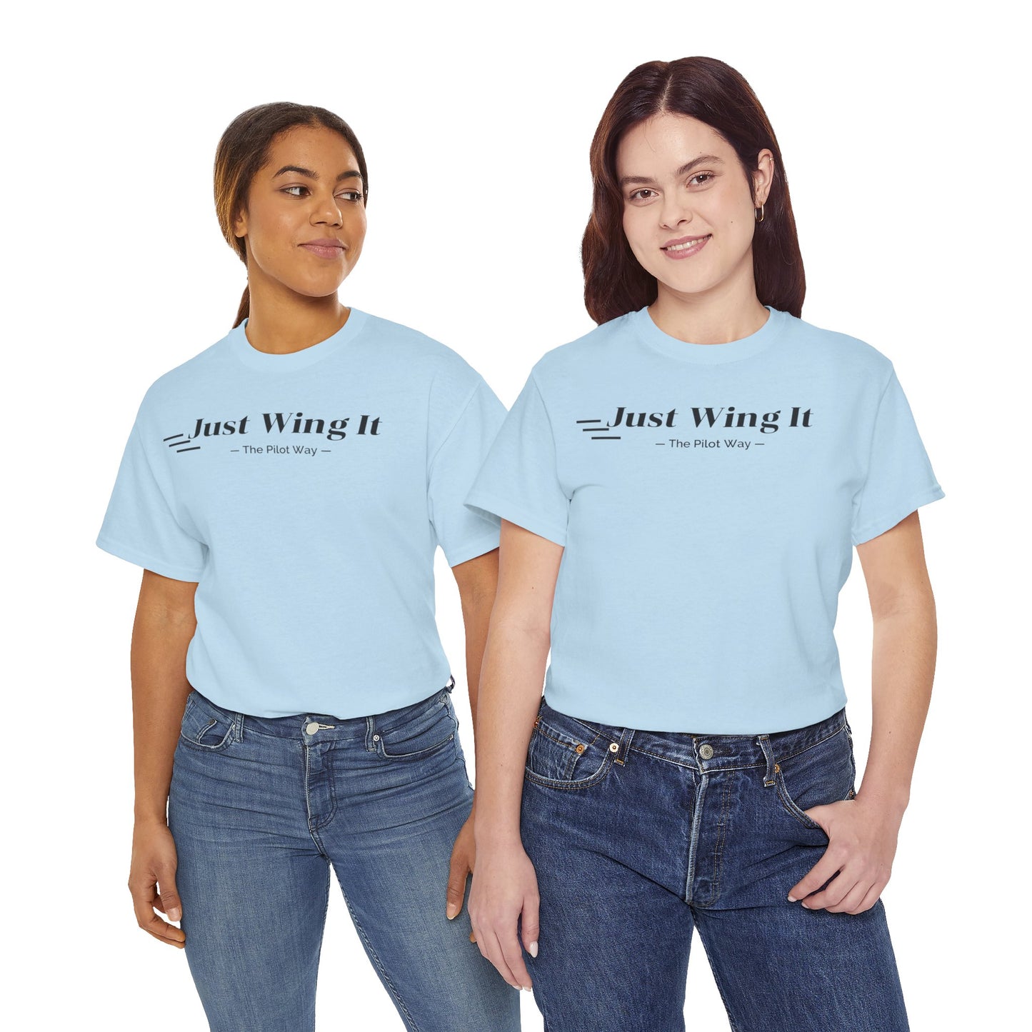 JUST WING IT. PILOT. T-SHIRT. AVIATION. PILOTS.FLIGHT CREW. GRAPHIC TEE