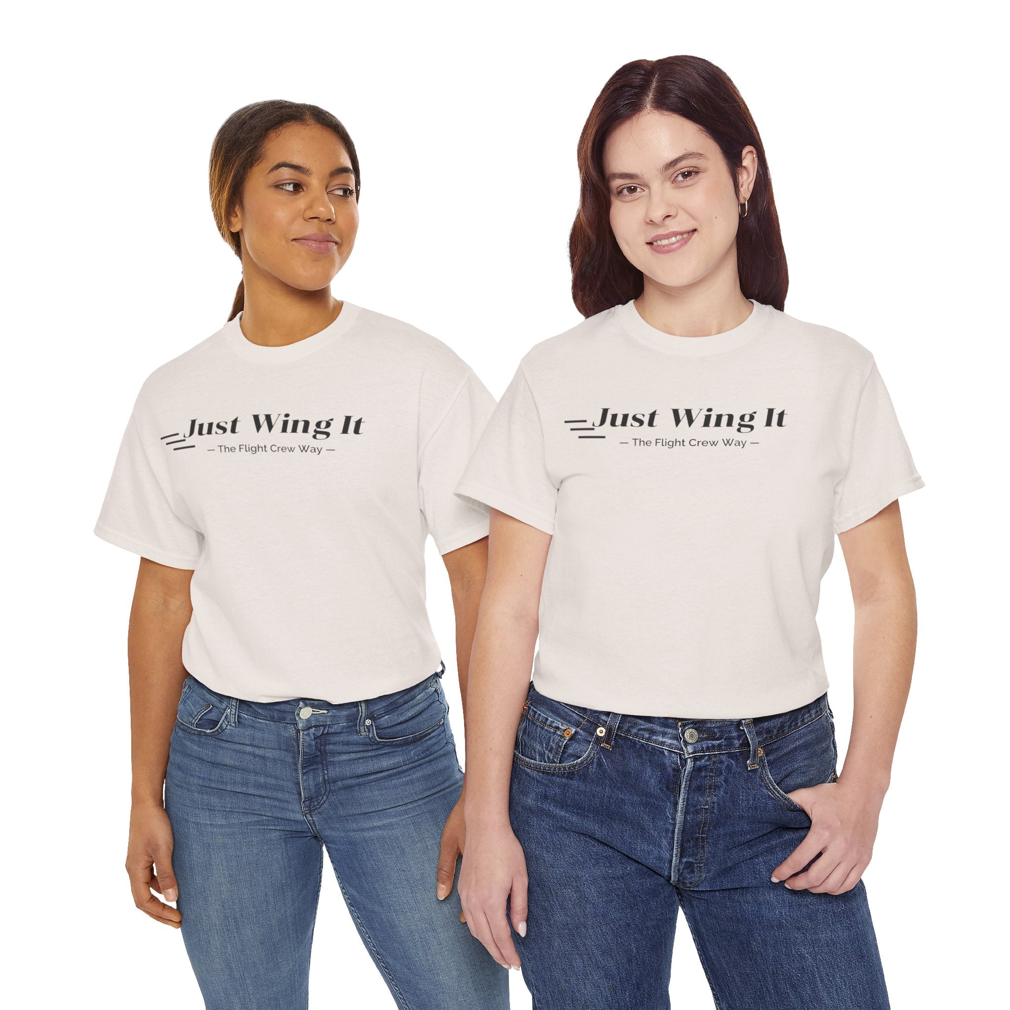 JUST WING IT. FLIGHT CREW. T-SHIRT. AVIATION. PILOTS. PLANES. GRAPHIC TEE