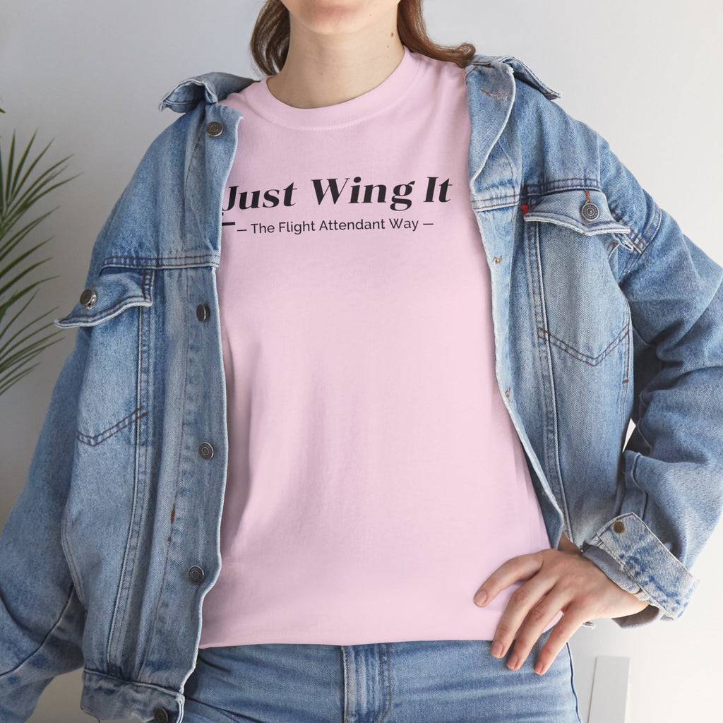 Just Wing It. the flight attendant way. aviation. t-shirt. pilots. travel. work.