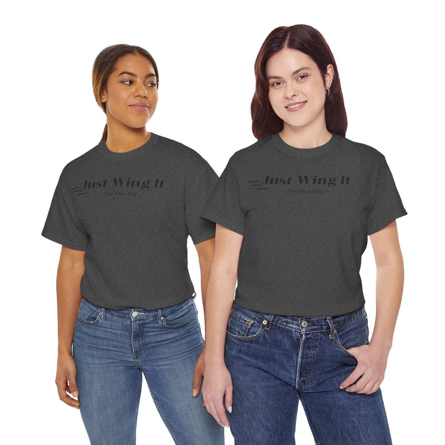 JUST WING IT. PILOT. T-SHIRT. AVIATION. PILOTS.FLIGHT CREW. GRAPHIC TEE