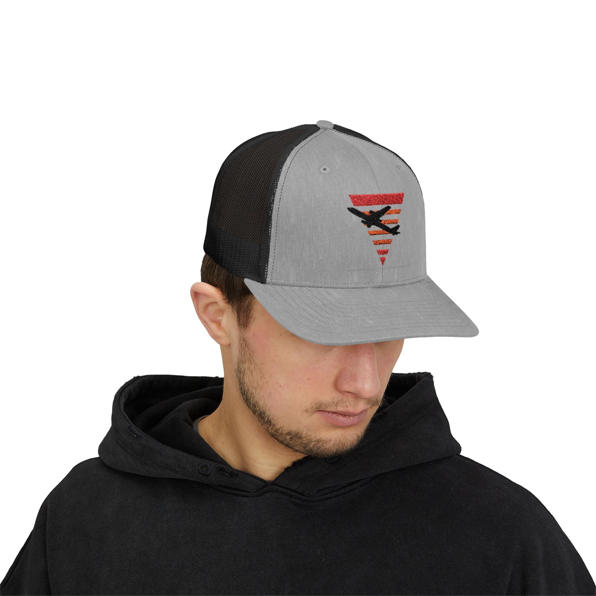 Tornado Pilot Snapback Trucker Cap — Vintage Stormy Sky Embroidered Logo