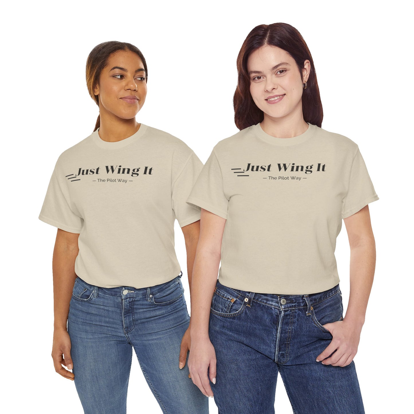 JUST WING IT. PILOT. T-SHIRT. AVIATION. PILOTS.FLIGHT CREW. GRAPHIC TEE