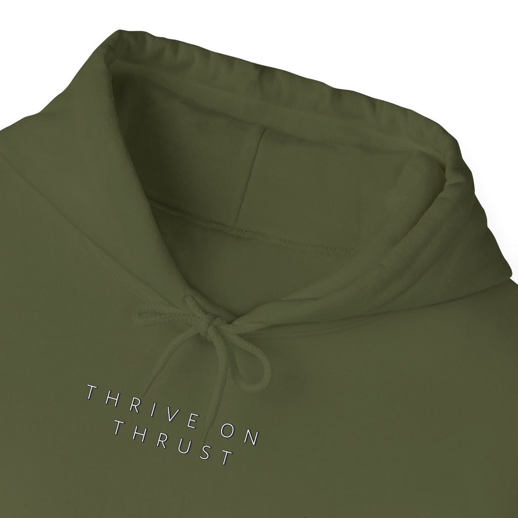 Thrive on Thrust. aviation. gifts for pilots. pilots. planes. gift aviation. graphic hoodie