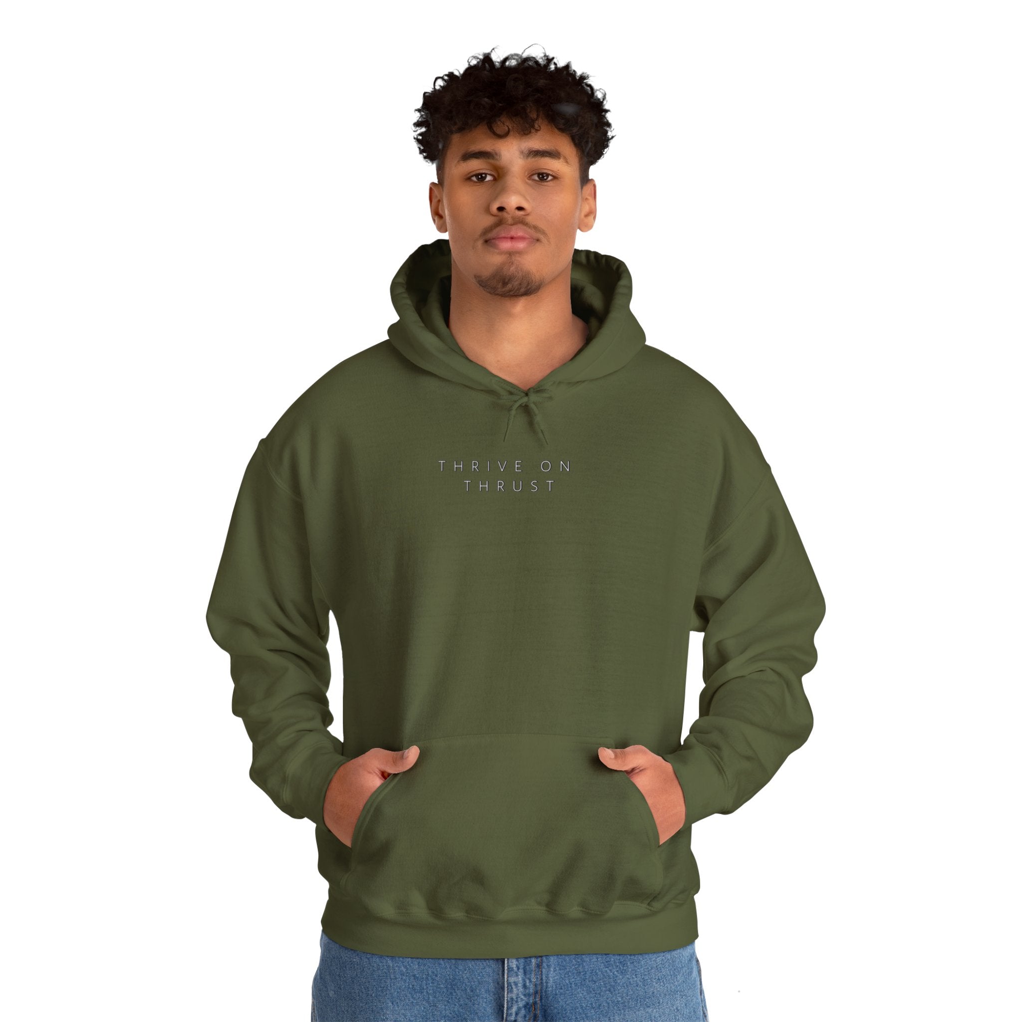 Thrive on Thrust. aviation. gifts for pilots. pilots. planes. gift aviation. graphic hoodie