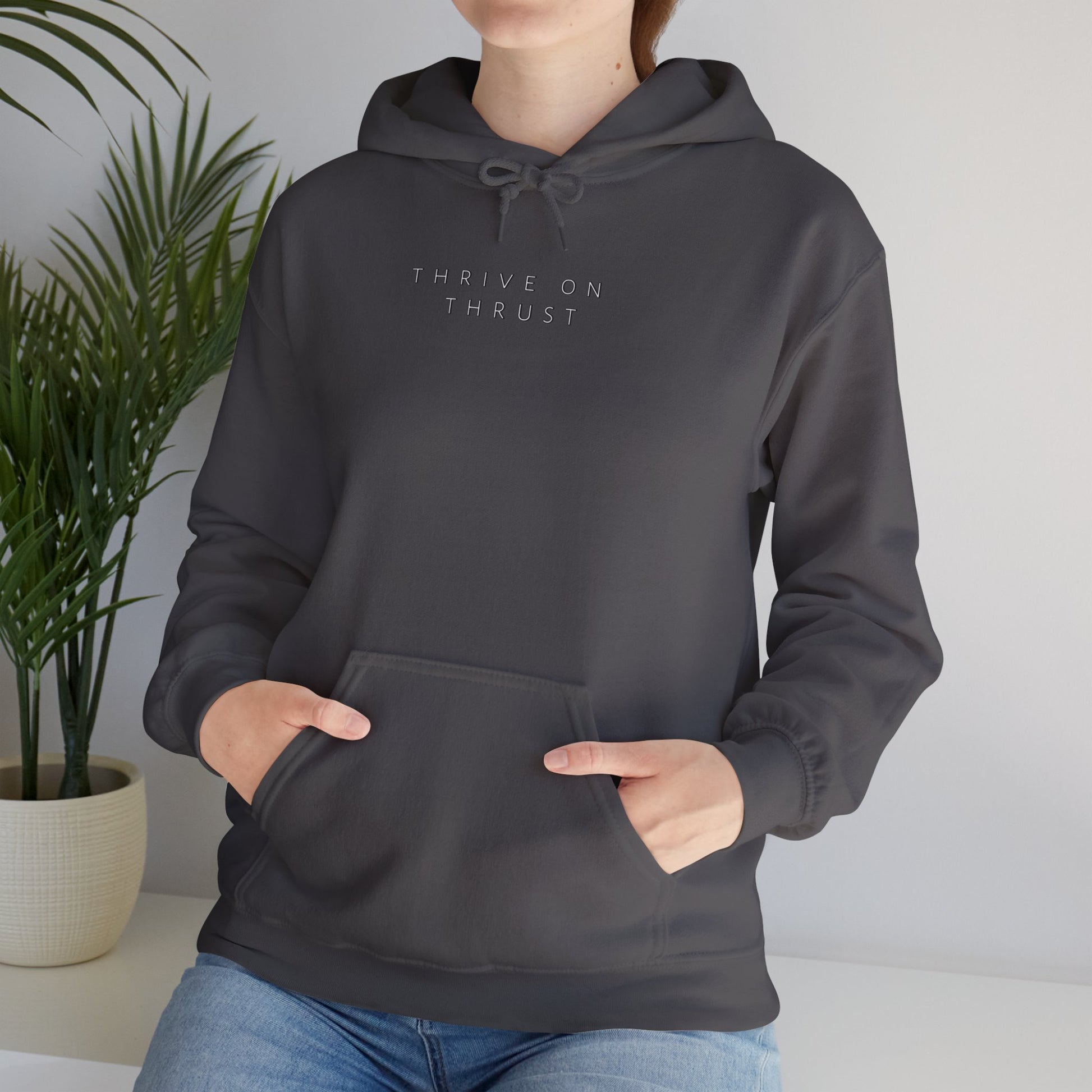 Thrive on Thrust. aviation. gifts for pilots. pilots. planes. gift aviation. graphic hoodie