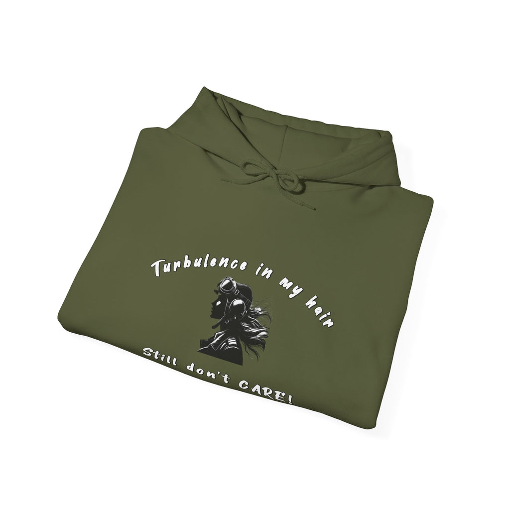 Turbulence in my hair, still don't CARE!. Aviation. gifts. pilots. planes. travel. graphic hoodie