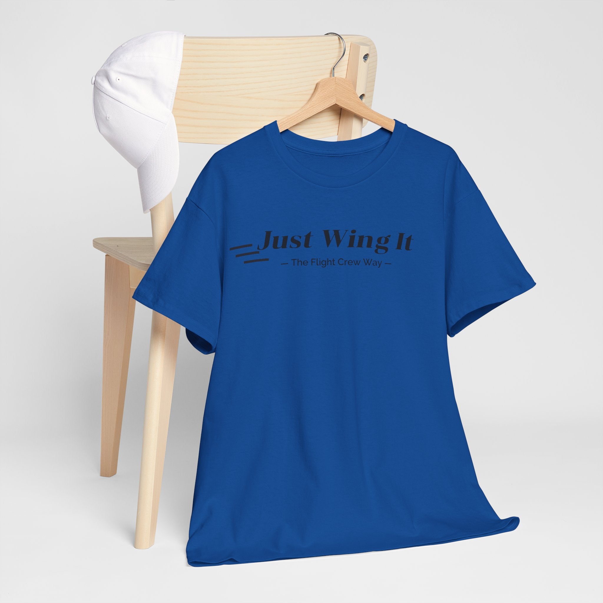 JUST WING IT. FLIGHT CREW. T-SHIRT. AVIATION. PILOTS. PLANES. GRAPHIC TEE