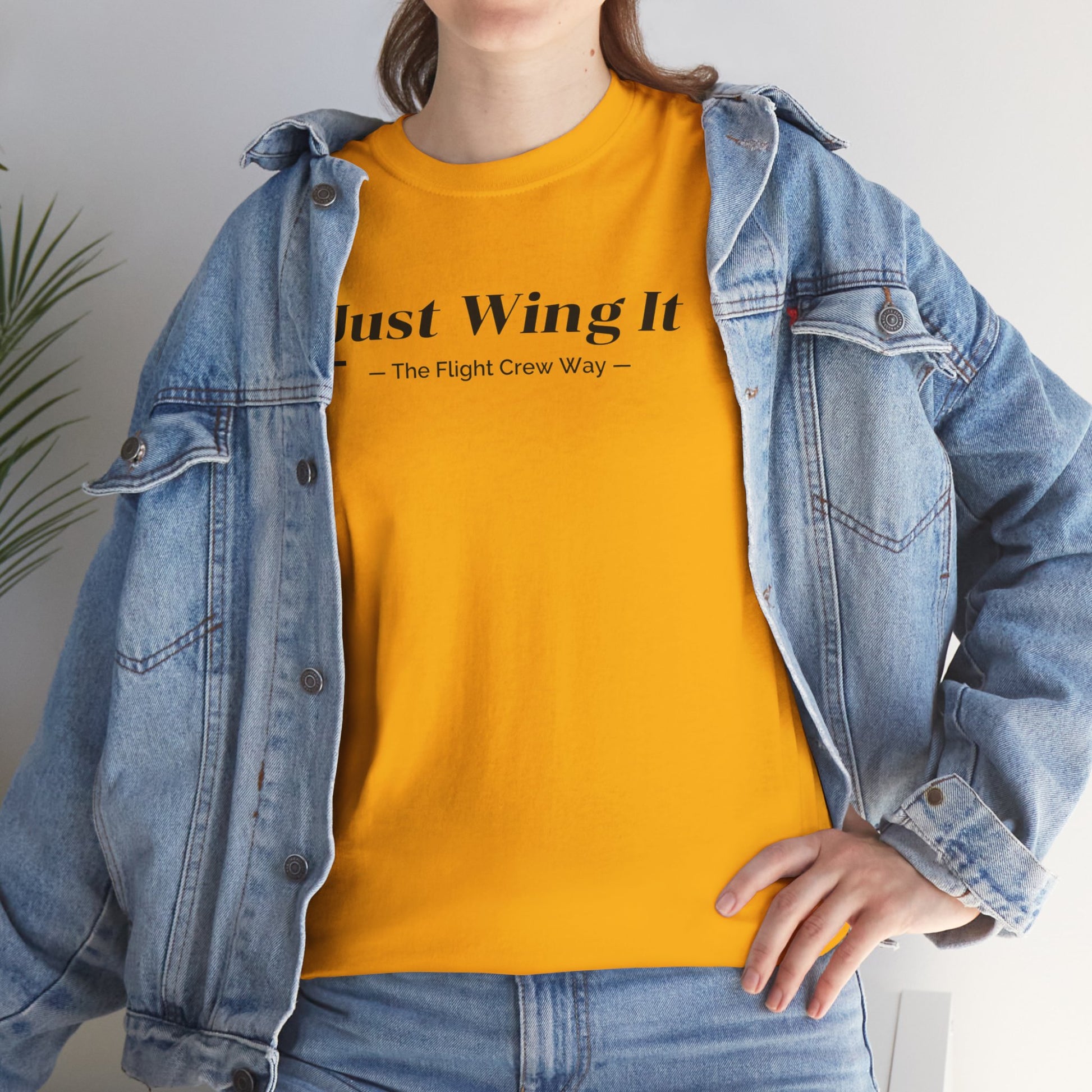 JUST WING IT. FLIGHT CREW. T-SHIRT. AVIATION. PILOTS. PLANES. GRAPHIC TEE