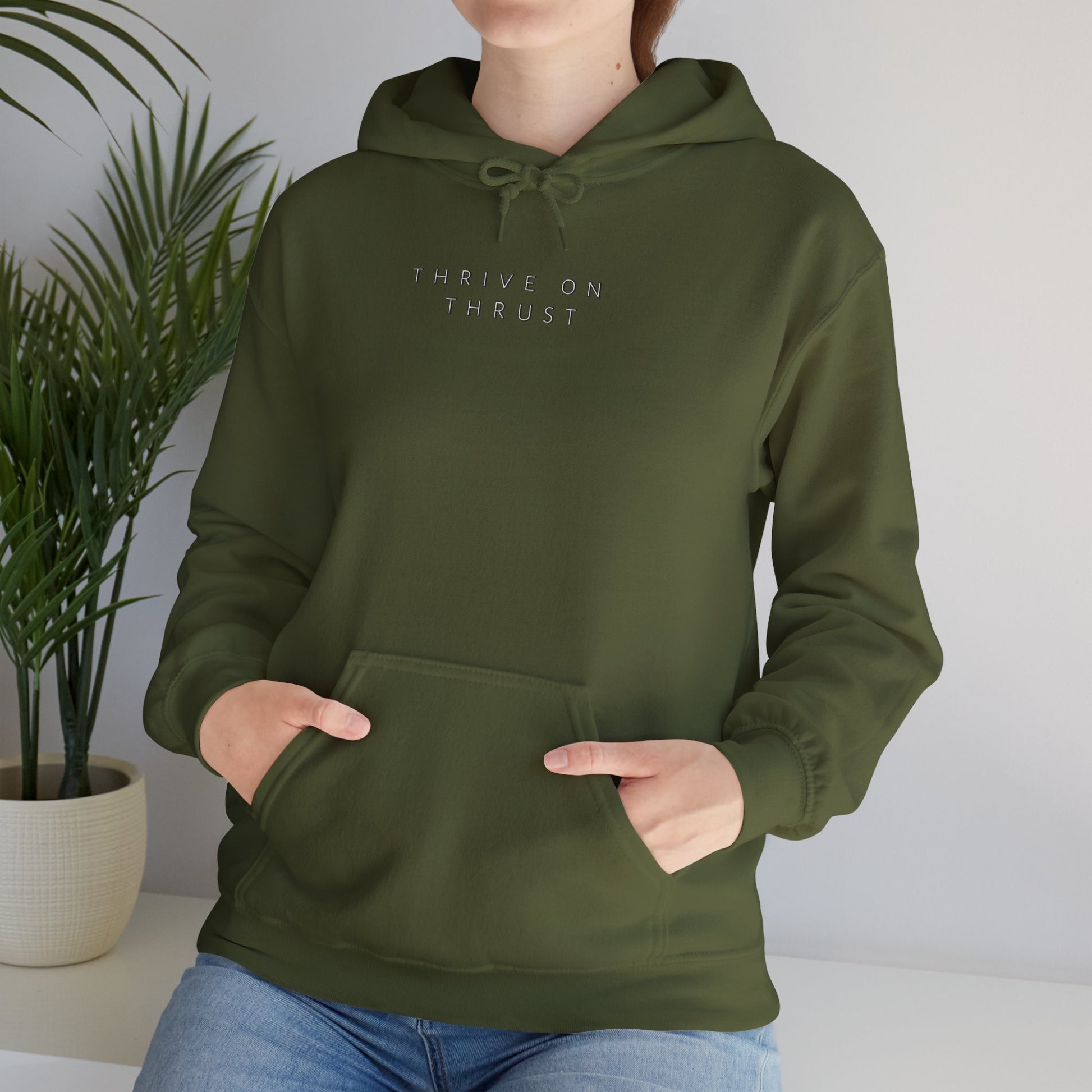 Thrive on Thrust. aviation. gifts for pilots. pilots. planes. gift aviation. graphic hoodie