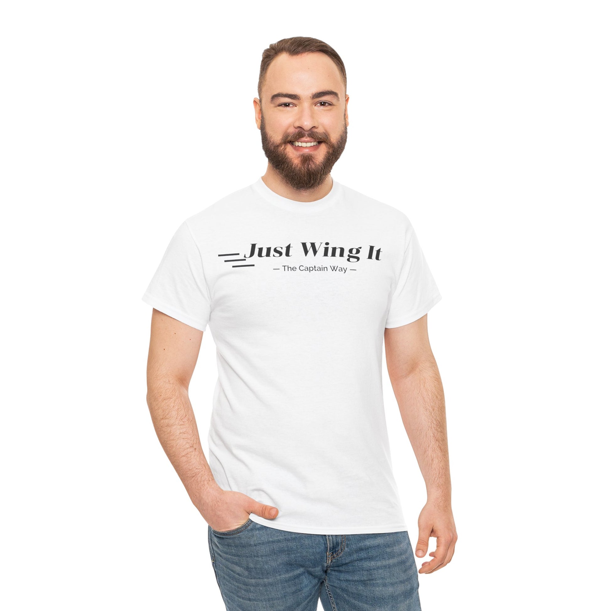 JUST WING IT! CAPTAIN. TSHIRT. AVIATION.FLIGHT CREW.PILOTS