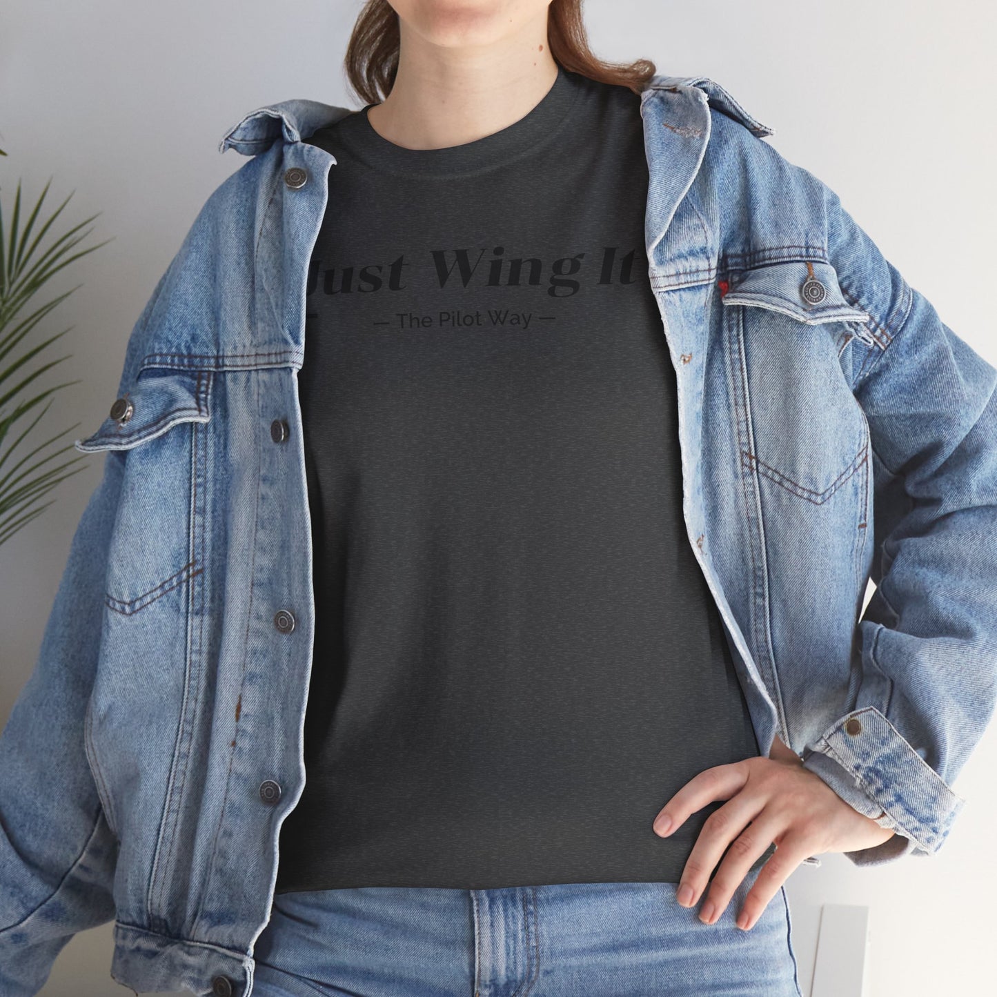 JUST WING IT. PILOT. T-SHIRT. AVIATION. PILOTS.FLIGHT CREW. GRAPHIC TEE
