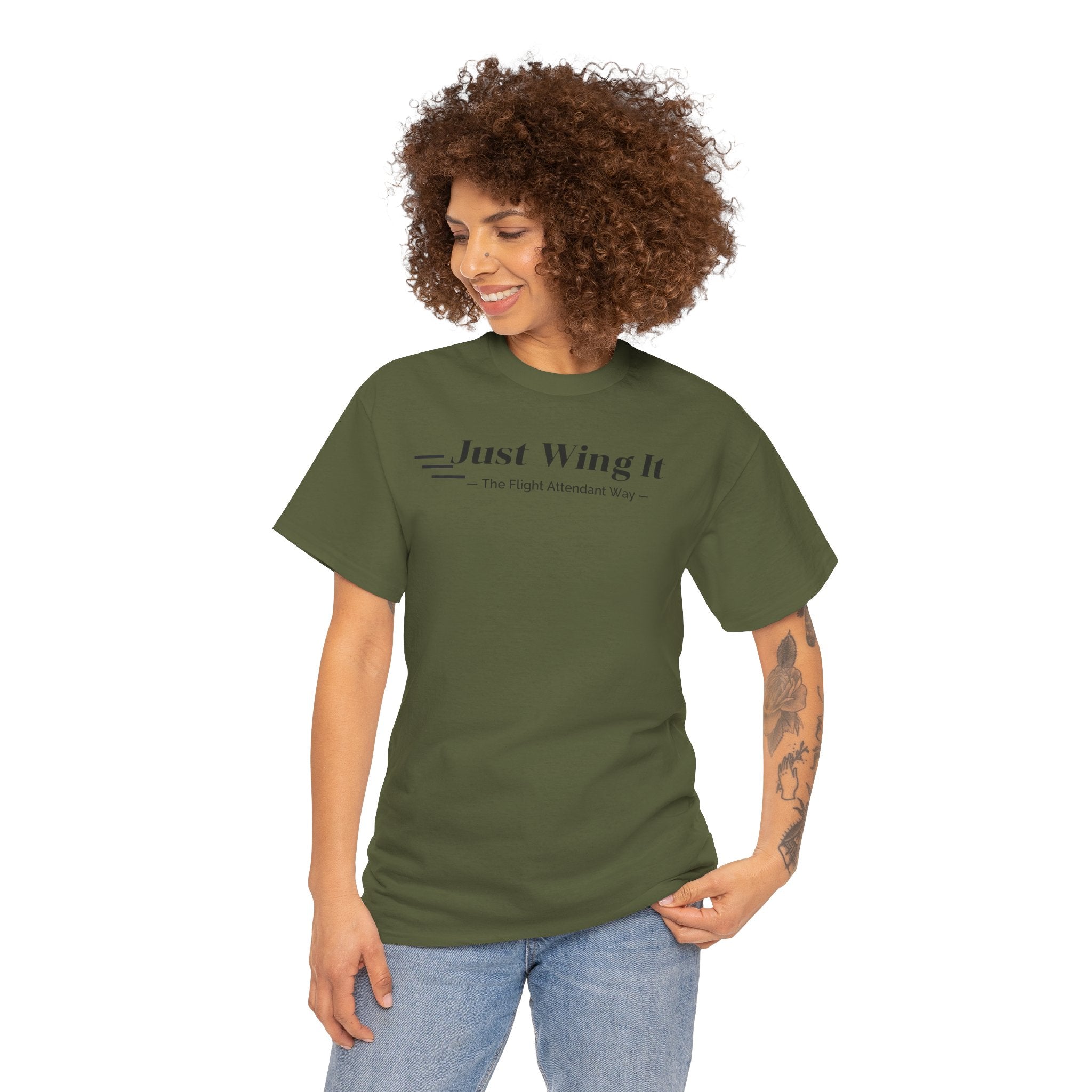 Just Wing It. the flight attendant way. aviation. t-shirt. pilots. travel. work.